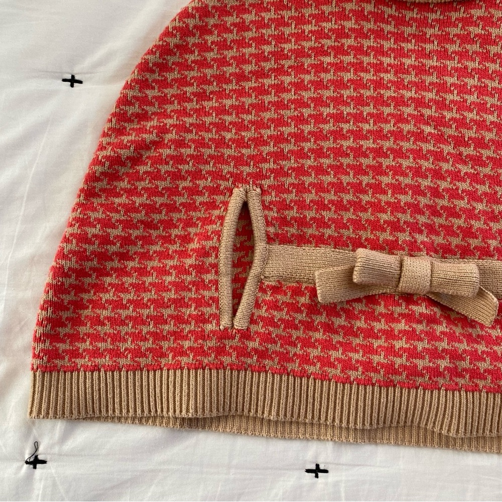 Janie And Jack Girls Houndstooth Cape Sweater Poncho Size 3T - Picture 2 of 5